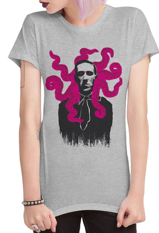 Футболка женская DreamShirts Studio Говард Лавкрафт 329-lovecraft-1 серая 3XL