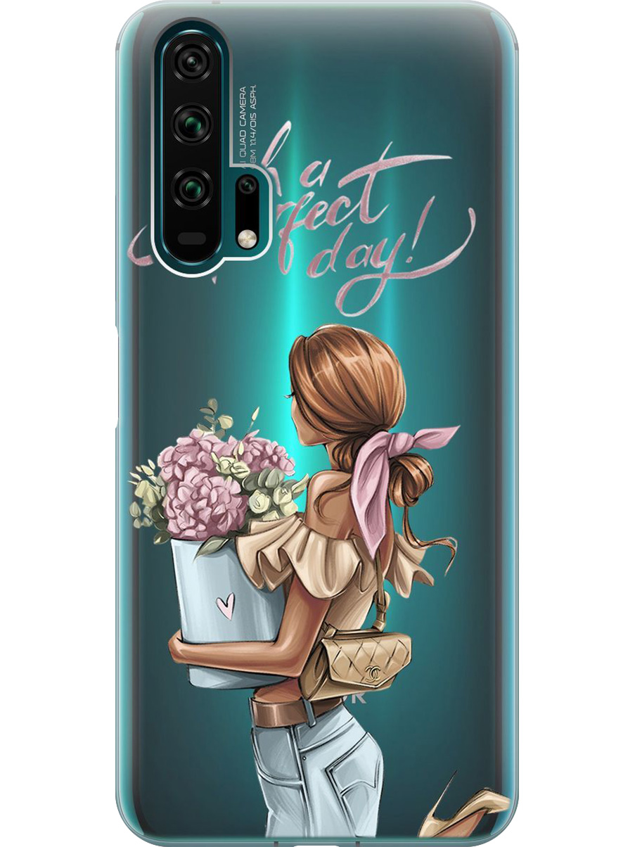 

Силиконовый чехол на Honor 20 Pro с принтом "Какой прекрасный день" прозрачный, Прозрачный;голубой;розовый, 721700775