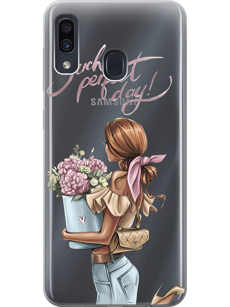 

Силиконовый чехол на Samsung Galaxy A20 / A30 с принтом "Какой прекрасный день" прозрачный, Прозрачный;голубой;розовый, 720772175