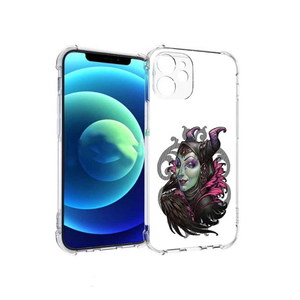 

Чехол MyPads Tocco для Apple iPhone 12 mini зеленая девушка с вороном (PT157566.610.357), Прозрачный, Tocco