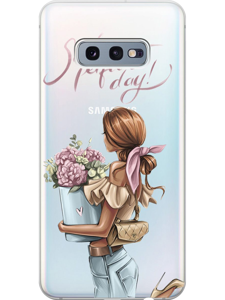 

Силиконовый чехол на Samsung Galaxy S10e с принтом "Какой прекрасный день" прозрачный, Прозрачный;голубой;розовый, 720461275