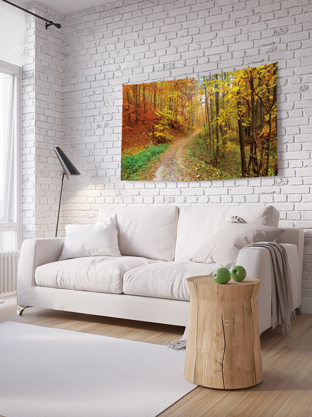 

Горизонтальное фотопанно JoyArty Осенняя дорога в лесу, из ткани, 150х200 см