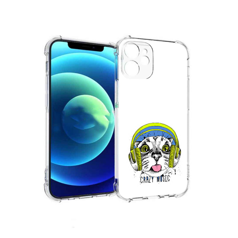Чехол MyPads Tocco для Apple iPhone 12 mini кошка в наушниках рисунок (PT157566.610.403)