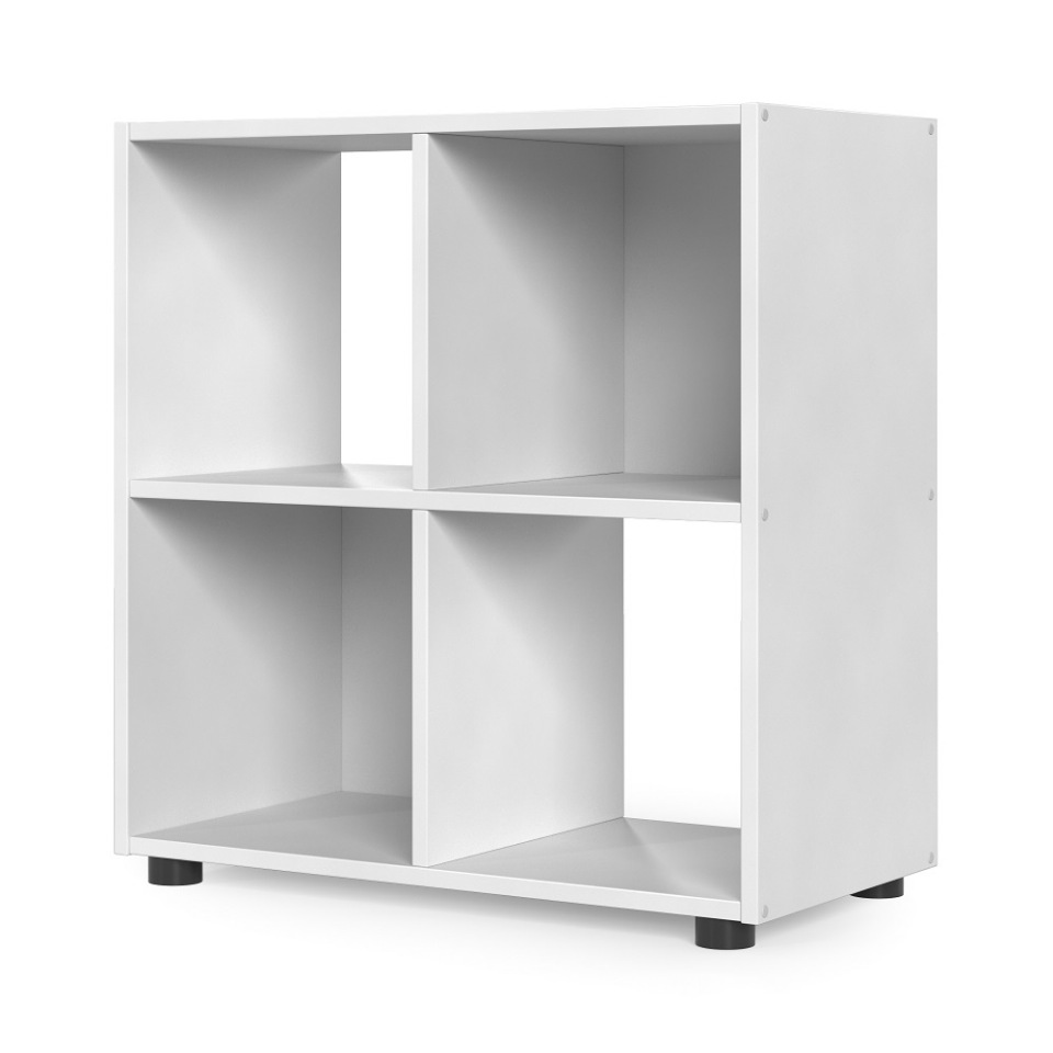 Стеллаж Kvadro-6 белый для хранения бытовых вещей 330х964х990 (ДХШХВ). Стеллаж для офиса белый. Деревянные стеллажи для хранения.