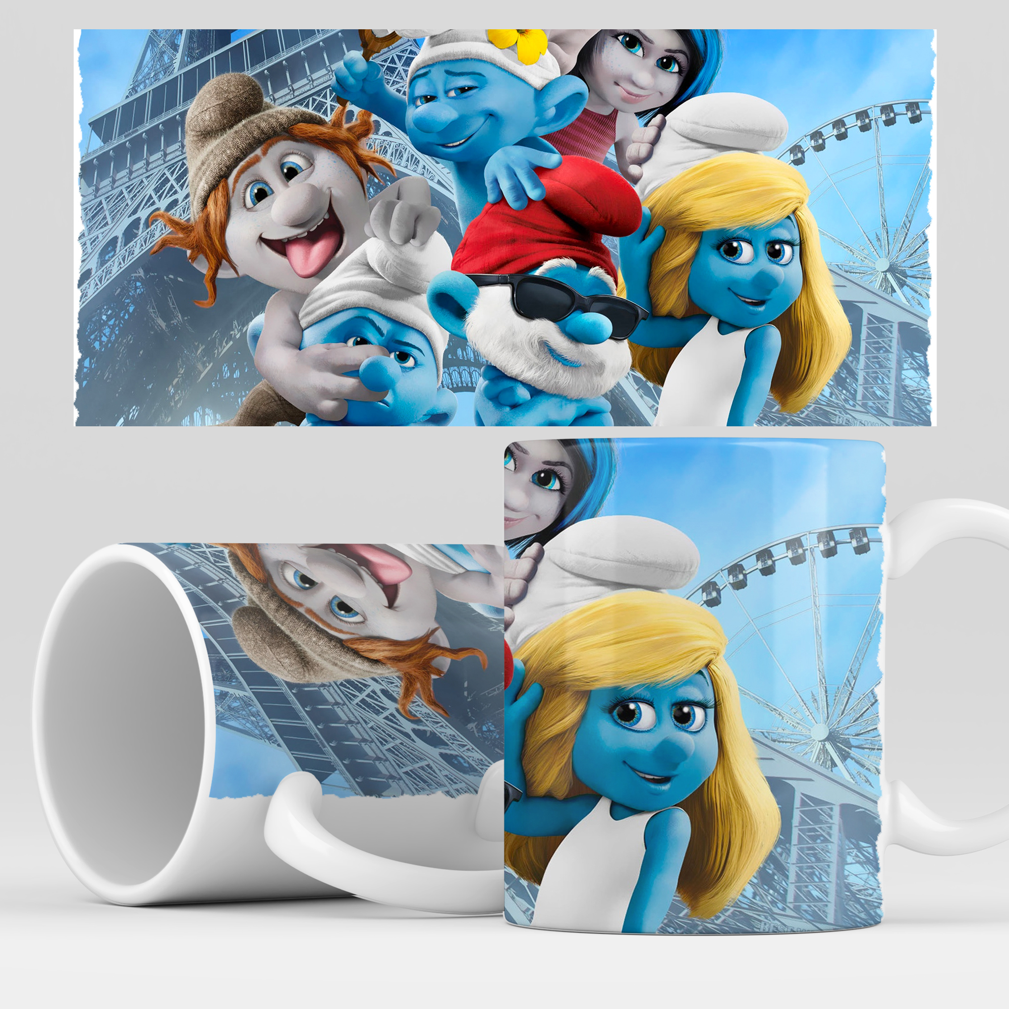 фото Кружка rocketcup с принтом "смурфики" мультфильм smurfs