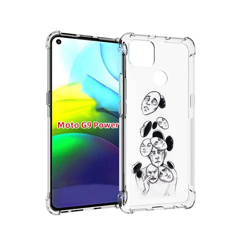 

Чехол MyPads человек с разными масками для Motorola Moto G9 Power, Прозрачный, Tocco