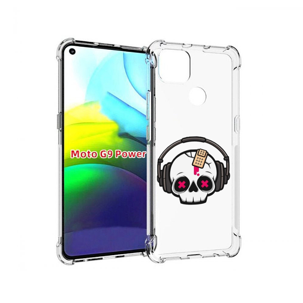 

Чехол MyPads черепок в наушниках для Motorola Moto G9 Power, Прозрачный, Tocco