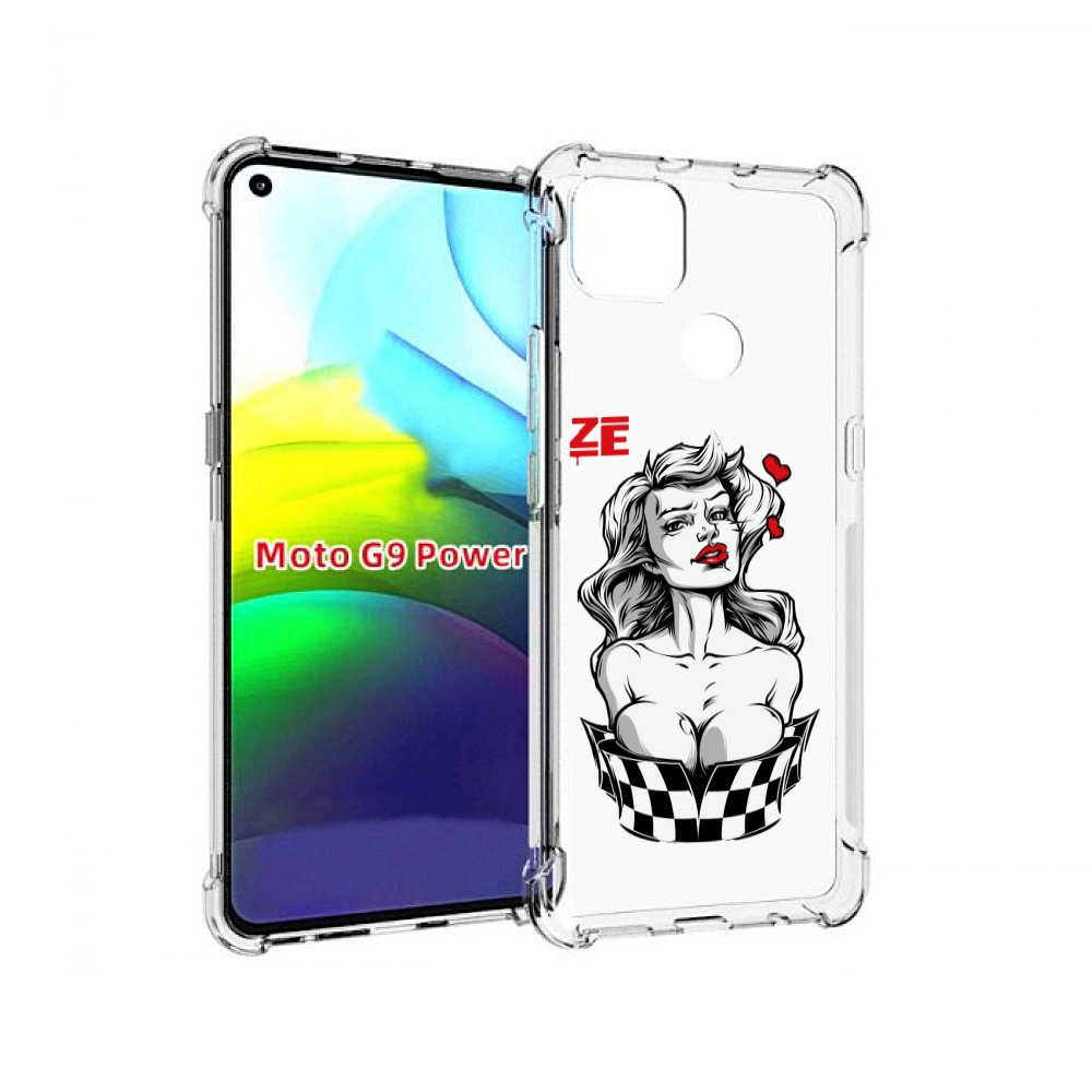 

Чехол MyPads черно белая девушка с красными губами женский для Motorola Moto G9 Power, Прозрачный, Tocco