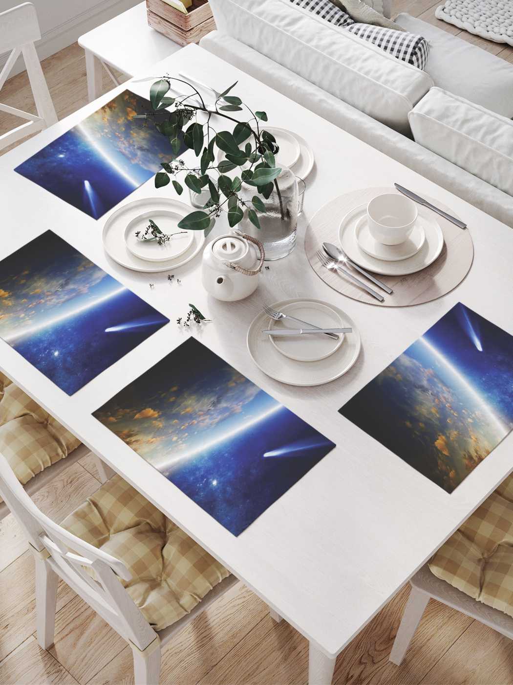 

Сервировочные селфетки JoyArty "Горящий метеор" (32х46 см, 4 шт.), Оранжевый