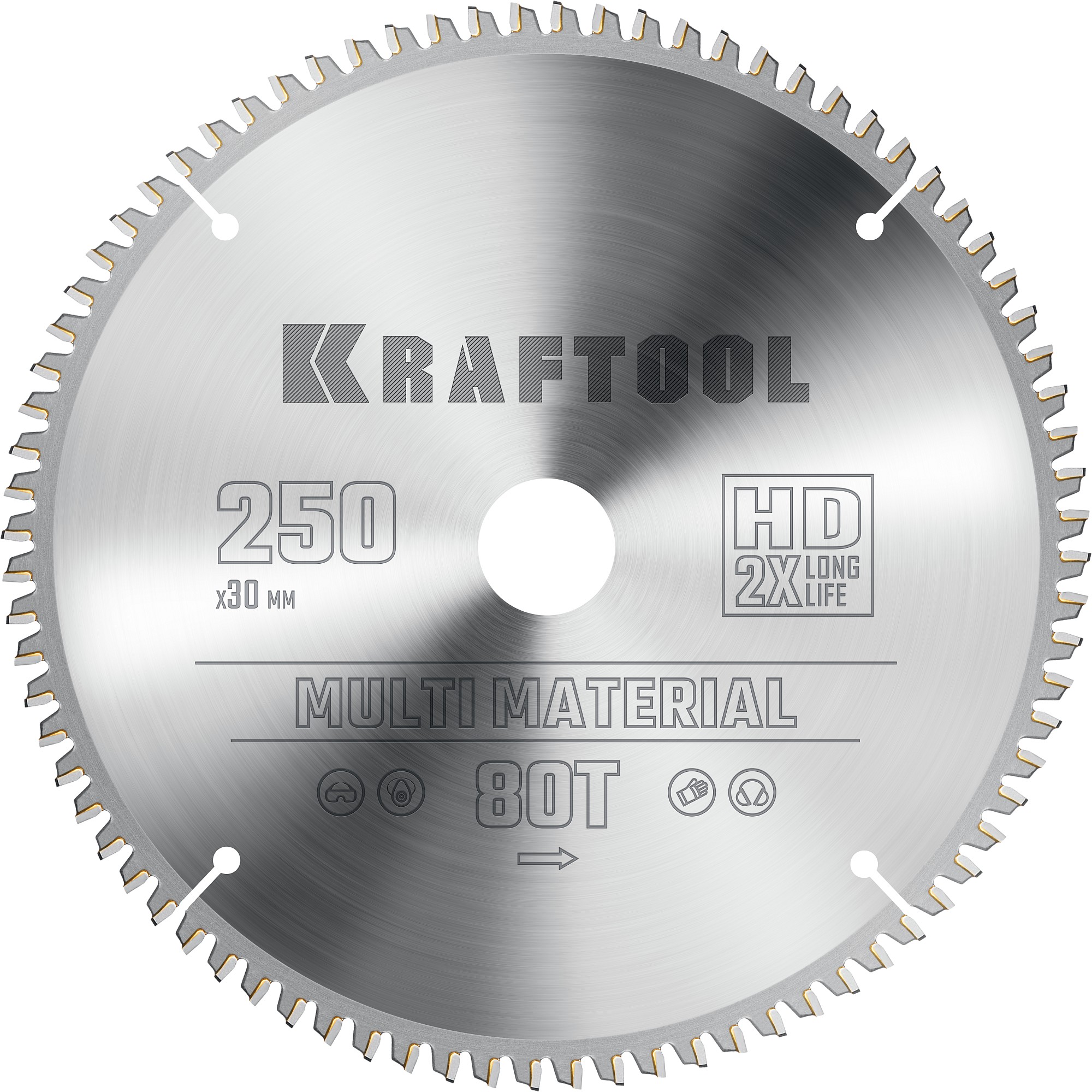 Диск пильный по алюминию Kraftool Multi Material 250х30 мм, 80Т 36953-250-30 диск пильный по дереву kraftool optima 235х30мм 36т 36951 235 30