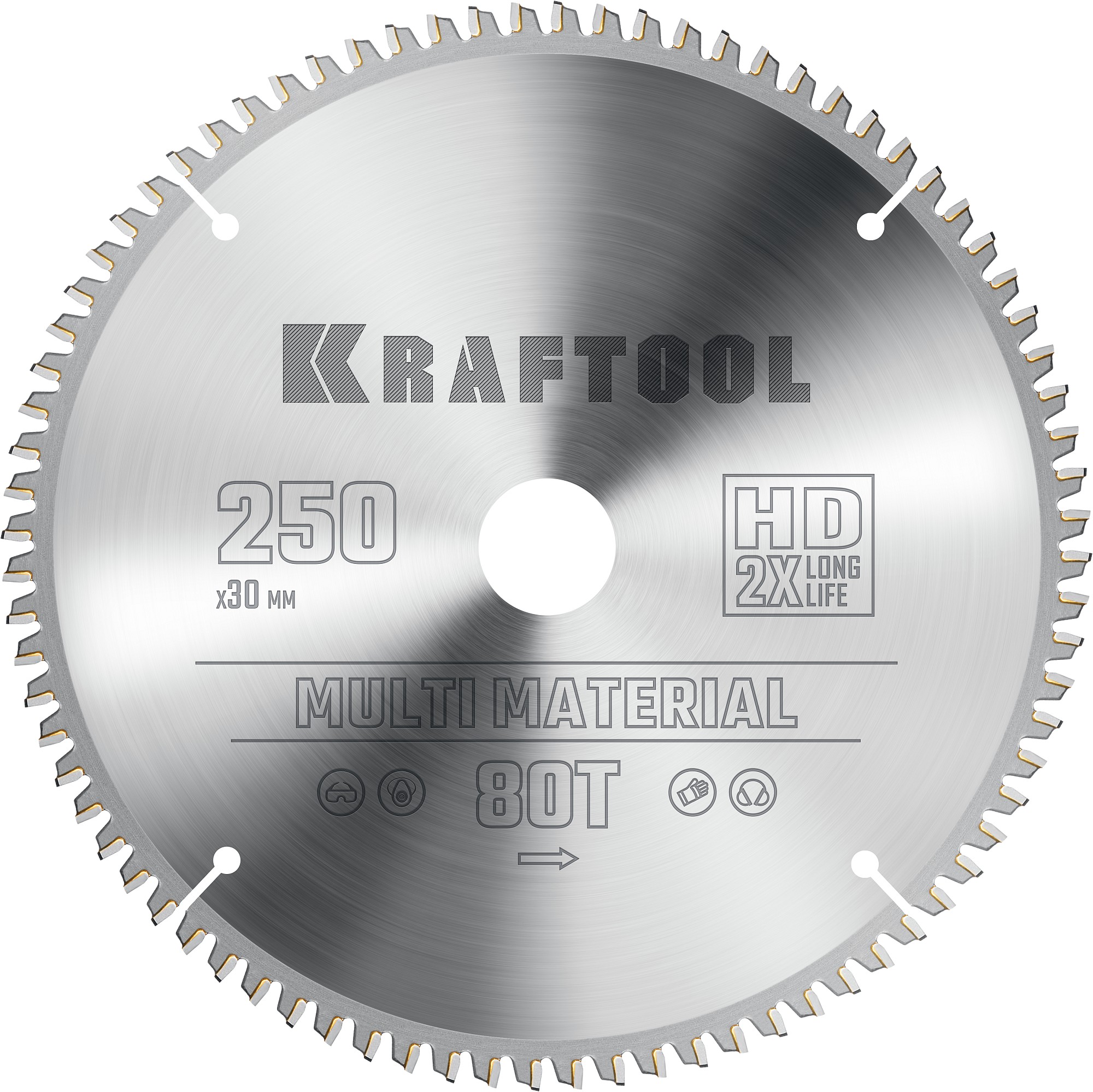 фото Диск пильный по алюминию kraftool multi material 250х30 мм, 80т 36953-250-30