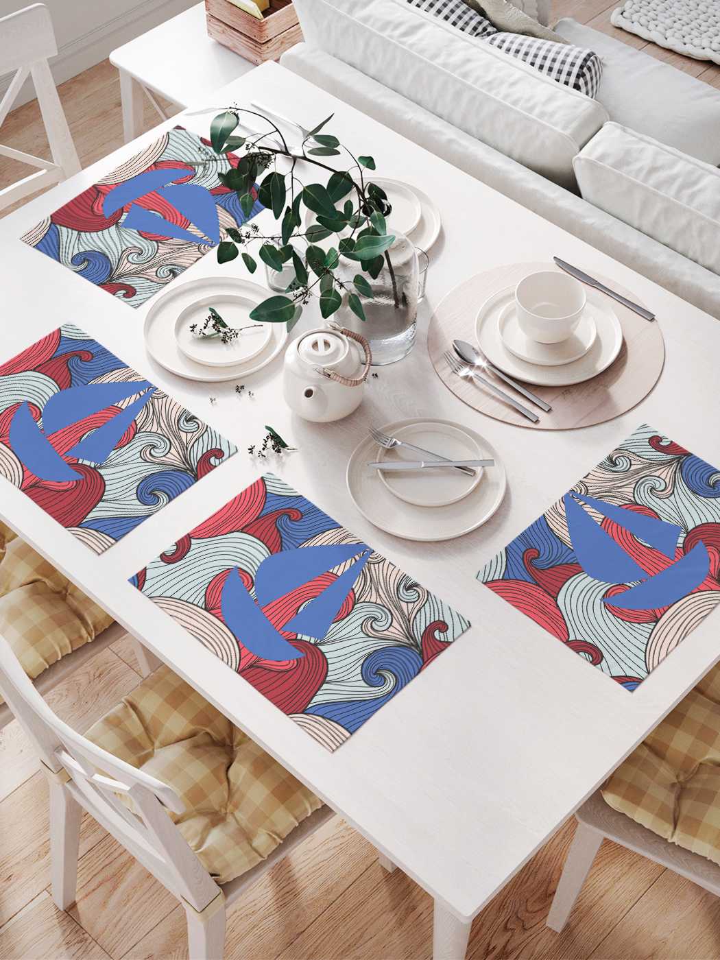 

Сервировочные селфетки JoyArty "Корабль на цветных волнах" (32х46 см, 4 шт.), Оранжевый