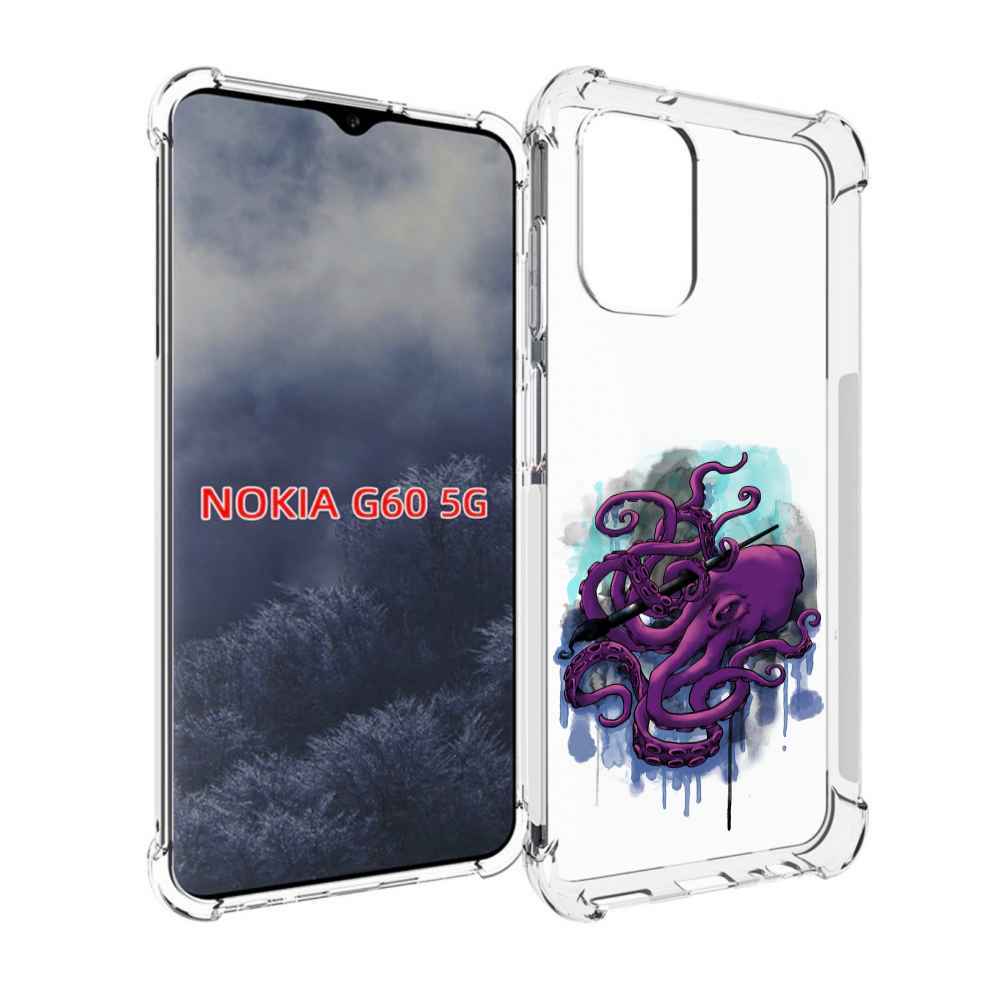

Чехол MyPads фиолетовый осьминог для Nokia G60 5G, Прозрачный, Tocco