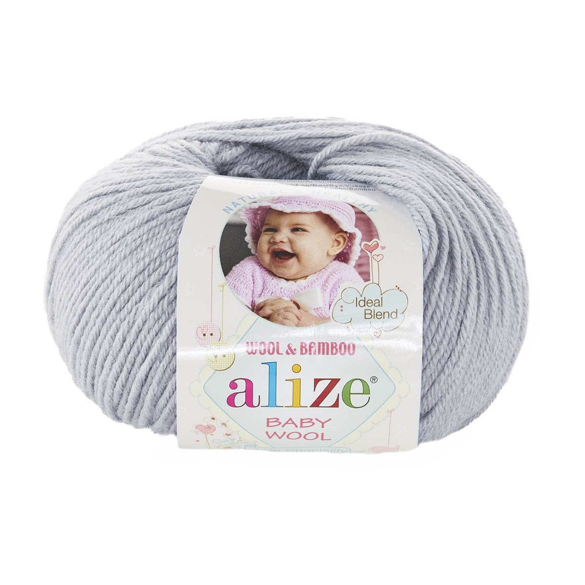 фото Пряжа alize 'baby wool' 50г, 175м (бамбук, шерсть, акрил) ту (52 талая вода), 10 мотков