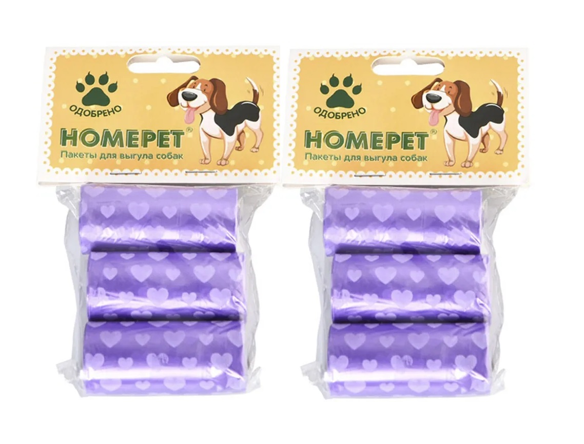

Пакеты для выгула собак HOMEPET 3 рулона по 20 шт, 2 уп