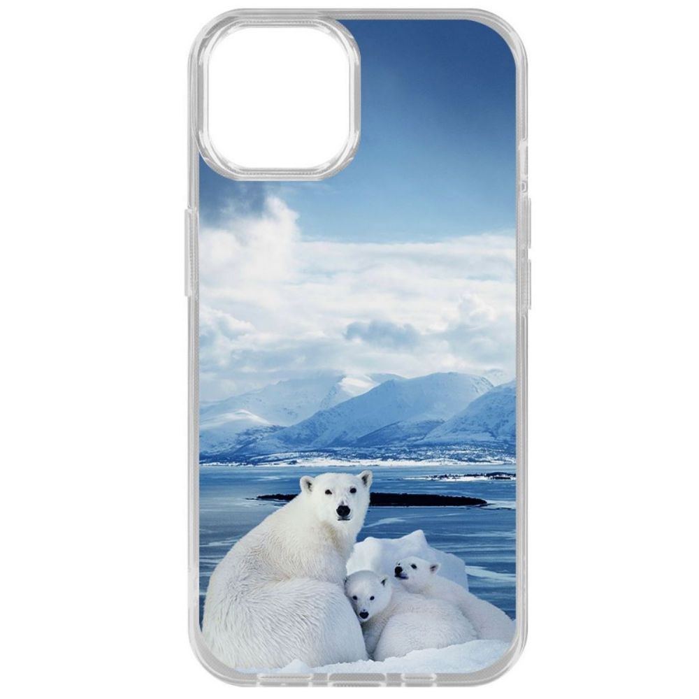 

Чехол-накладка Krutoff Clear Case Полярные медведи для iPhone 14, Прозрачный