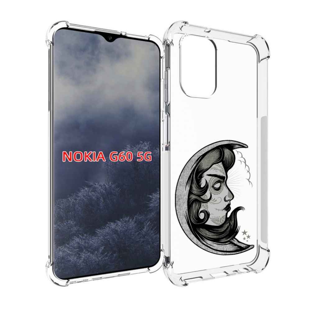 

Чехол MyPads черно белая луна с лицом для Nokia G60 5G, Прозрачный, Tocco