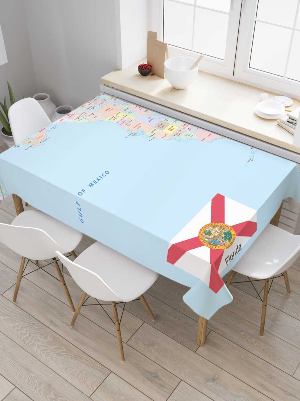 

Скатерть прямоугольная JoyArty "Карта Штат Флорида" из сатена, 180x145 см, Желтый, Карта Штат Флорида