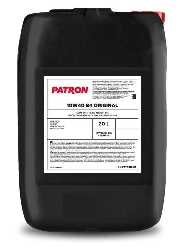 Моторное масло PATRON полусинтетическое ORIGINAL 10W40 B4 20л