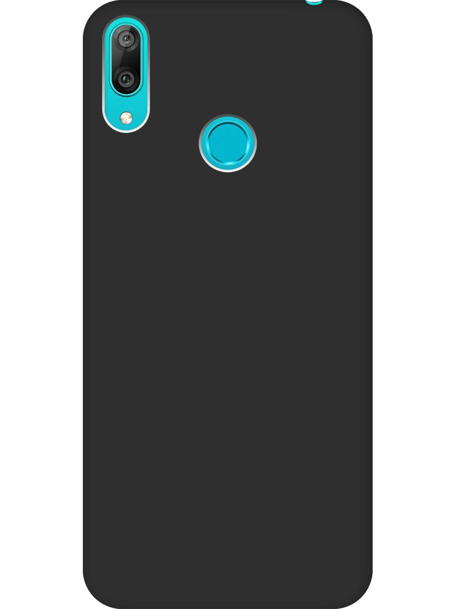

Силиконовый чехол на Huawei Y7 (2019) матовый черный, 720668213