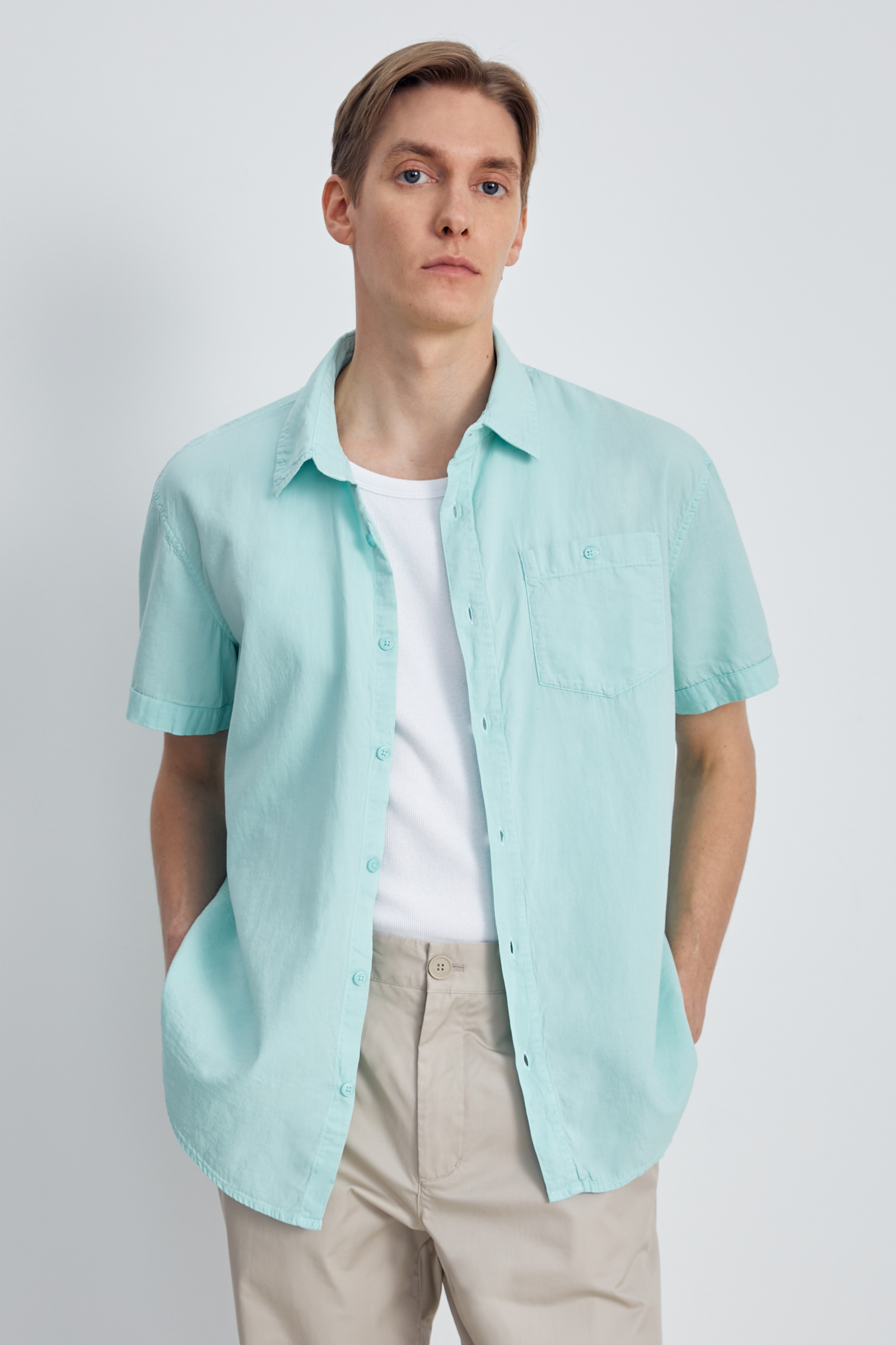 Рубашка мужская Finn Flare FSC21027 голубая XL