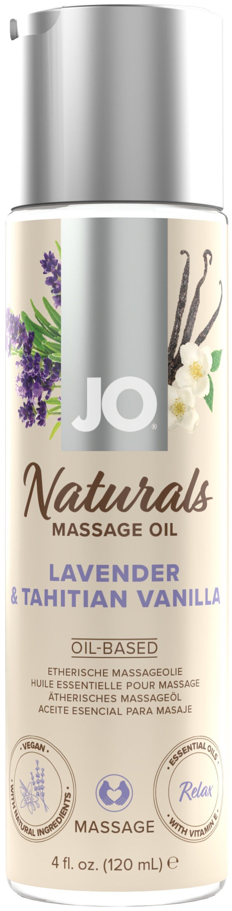 

Массажное масло с ароматом лаванды и ванили JO Naturals Lavender & Vanilla 120 мл, JO40126