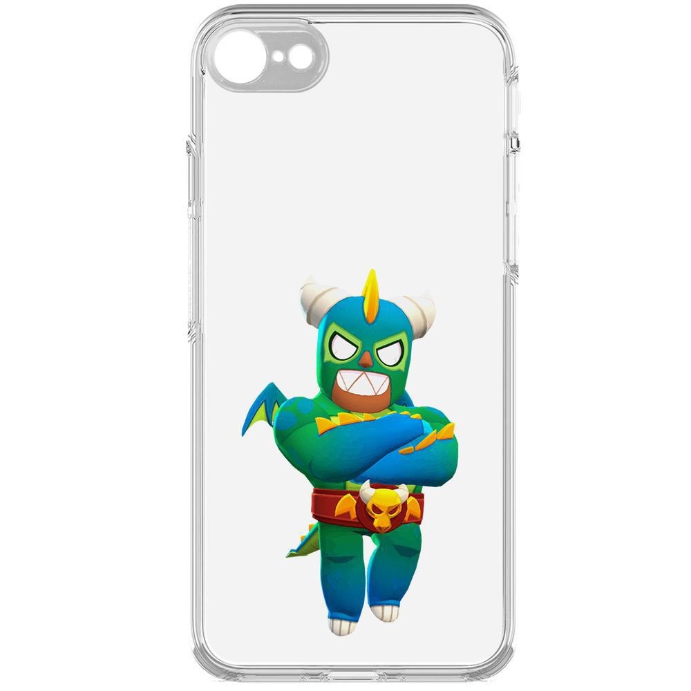 

Чехол-накладка Кейс Brawl Stars-Эль Дракон Вердозо для iPhone 7/8/SE 2020 с защитой камеры, Прозрачный