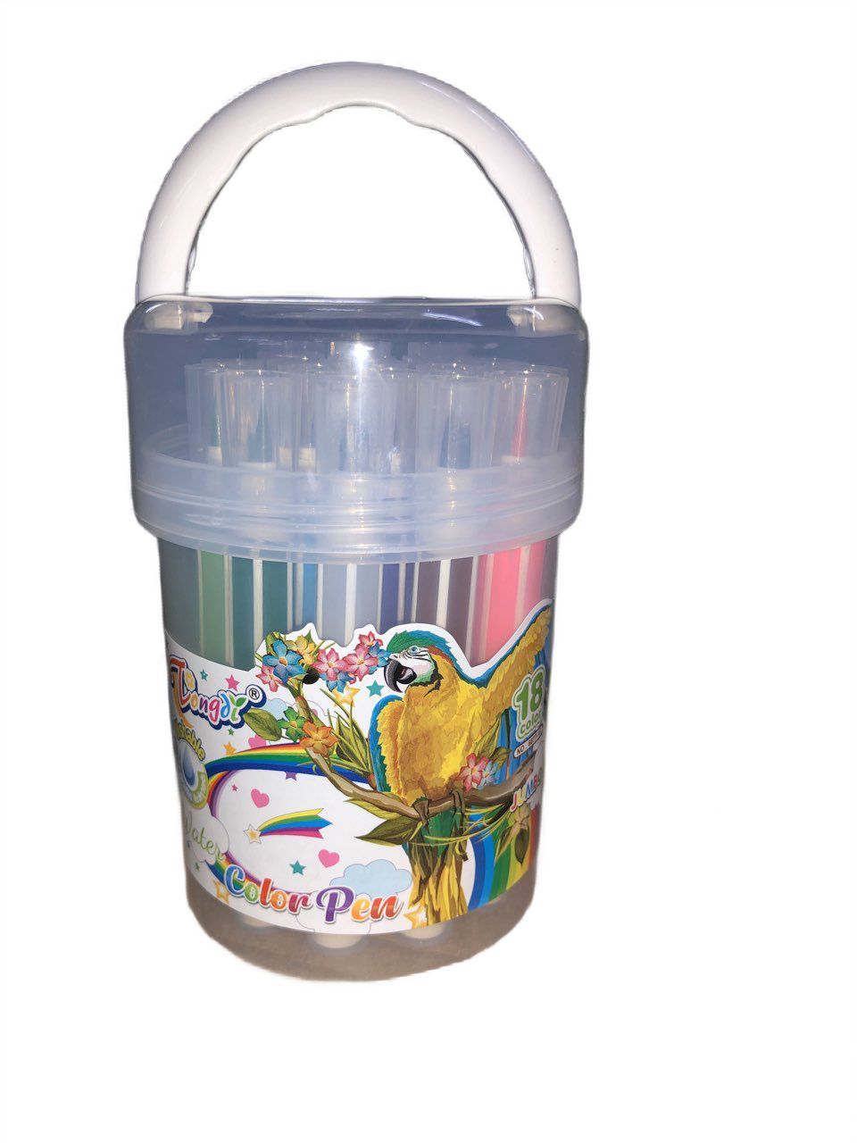 Набор фломастеров Tongdi TZ_Ф-6877-18(9-3) 18 цветов полосатый корпус в банке с ручкой