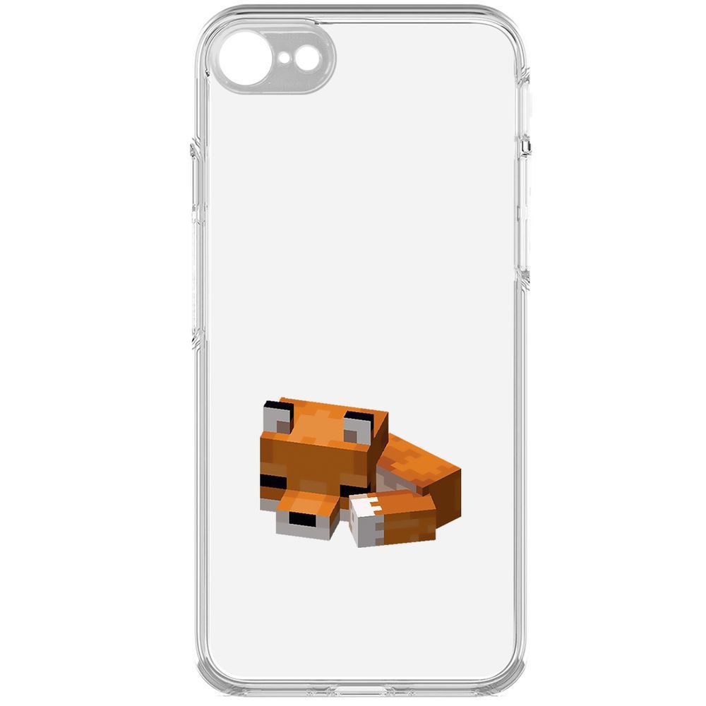 

Чехол-накладка Кейс Minecraft-Спящий Лисенок для iPhone 7/8/SE 2020 с защитой камеры, Прозрачный