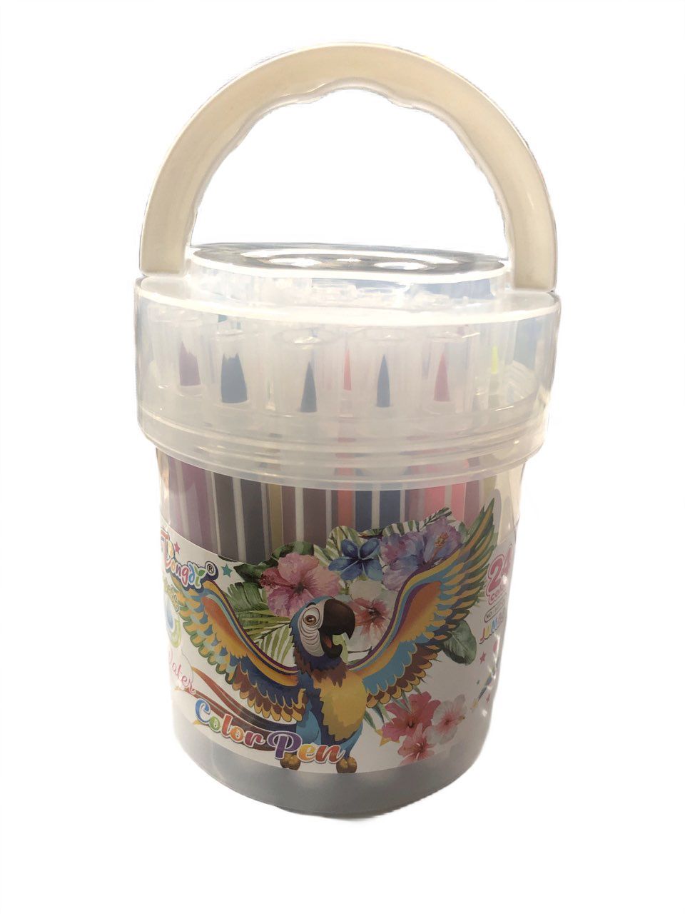 Набор фломастеров Tongdi TZ_Ф-6877 24 цвета полосатый корпус в пластиковой банке с ручкой