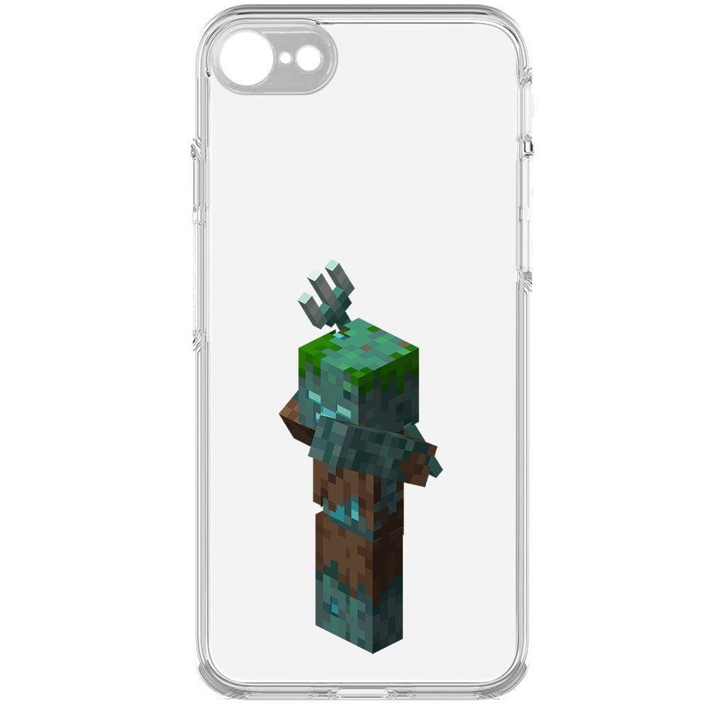 

Чехол-накладка Кейс Minecraft-Утопленник для iPhone 7/8/SE 2020 с защитой камеры, Прозрачный