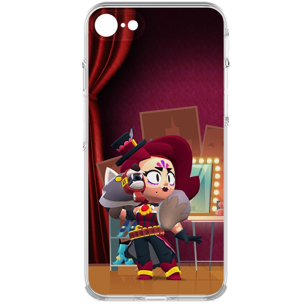 

Чехол-накладка Кейс Brawl Stars-Лихая Лола для iPhone 7/8/SE 2020 с защитой камеры, Прозрачный