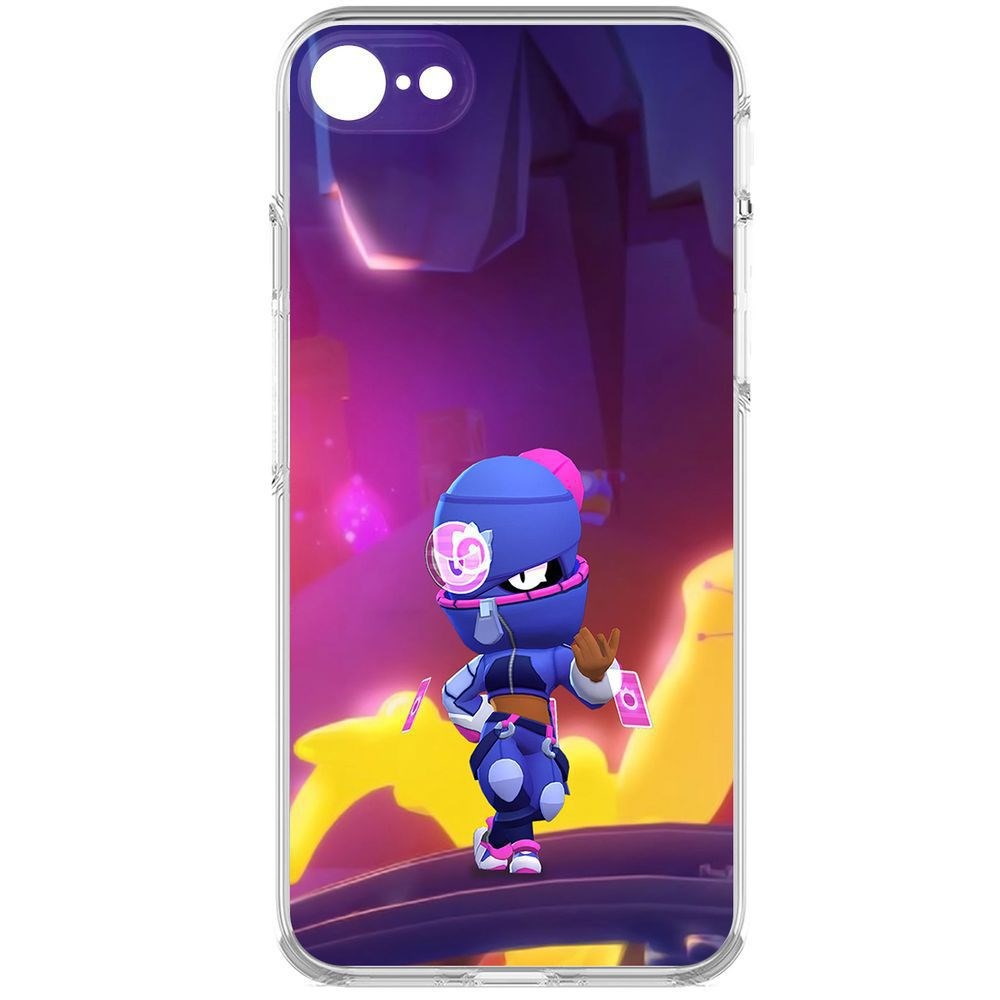 

Чехол-накладка Кейс Brawl Stars-Ниндзя Тара для iPhone 7/8/SE 2020 с защитой камеры, Прозрачный