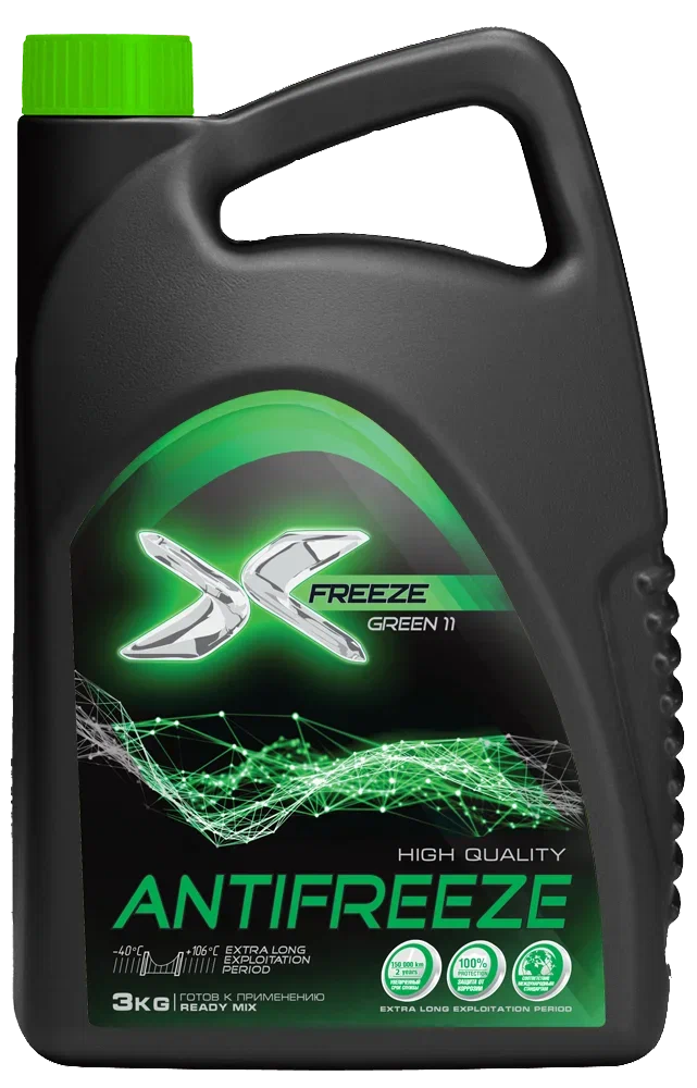 Антифриз X-Freeze Green, -40С зеленый, 3 кг