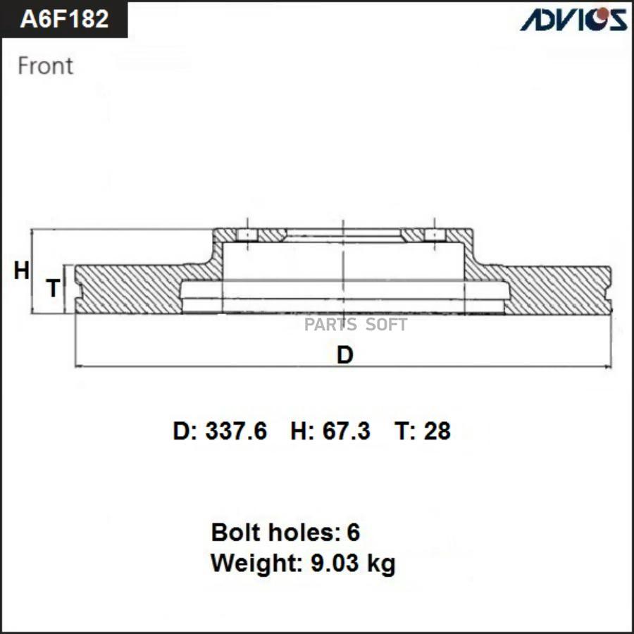 

Диск Торм. Пер. Toyota Land Cruiser Prado ADVICS арт. A6F182B