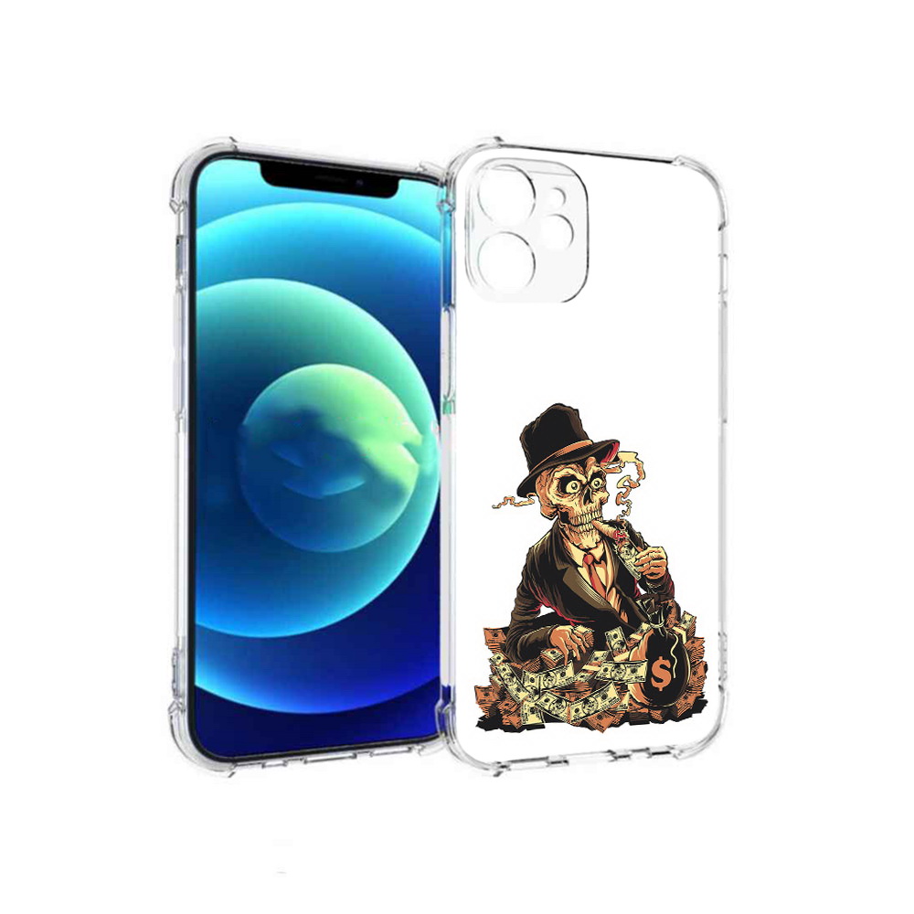 

Чехол MyPads Tocco для Apple iPhone 12 mini нарисованный череп с сигаретой, Прозрачный, Tocco
