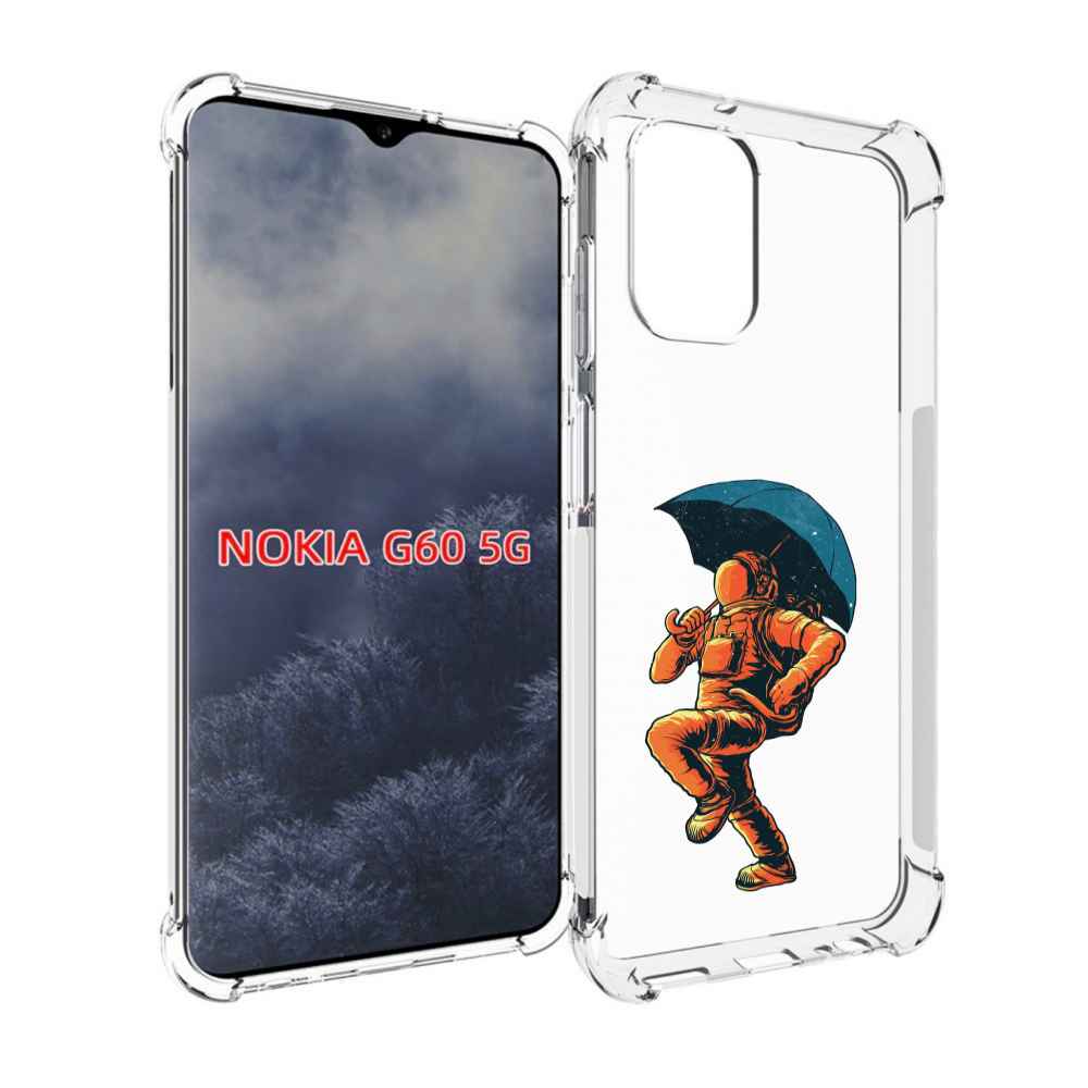 

Чехол MyPads шагающий космонавт с зонтом для Nokia G60 5G, Прозрачный, Tocco