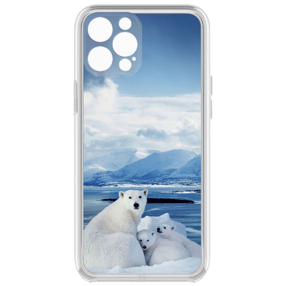 

Чехол-накладка Krutoff Clear Case Полярные медведи для iPhone 12 Pro с защитой камеры, Прозрачный