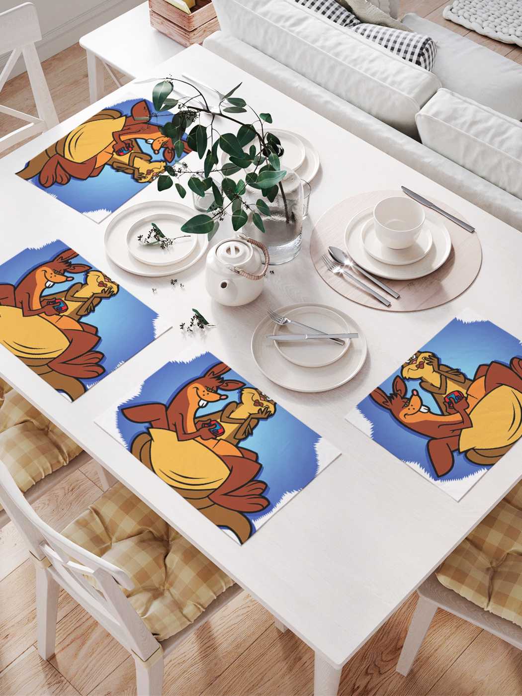 

Сервировочные селфетки JoyArty "Веселые кенгуру" (32х46 см, 4 шт.), Оранжевый