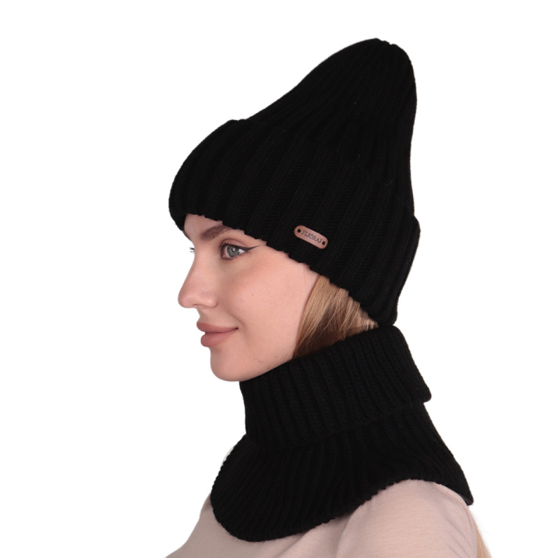 Комплект шапка и снуд женский Flioraj 4271/4716 черный, р.56-58