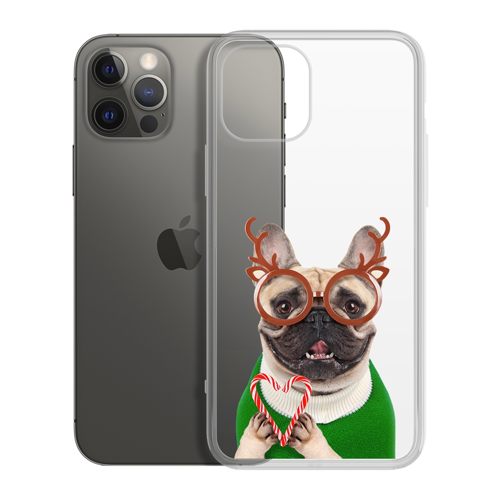 

Чехол-накладка Krutoff Clear Case Новогодний француз для iPhone 12/12 Pro, Прозрачный