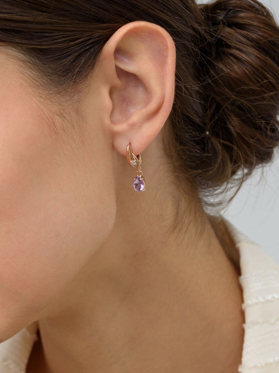 

Серьги из золота Zlato Z2-10430в, аметист/фианит, Z2-10430в