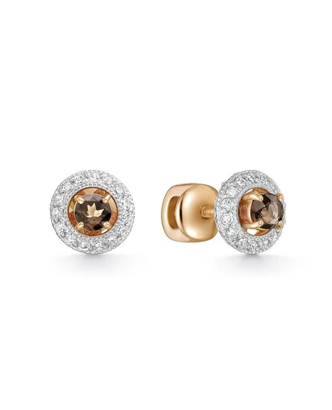 

Серьги из золота Zlato Z2-10577, раухтопаз/фианит, Z2-10577
