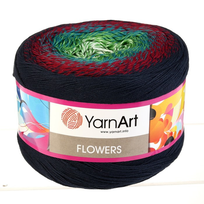 

Пряжа Flowers 55% хлопок, 45% полиакрил 1000м/250гр (266 разноцветный)