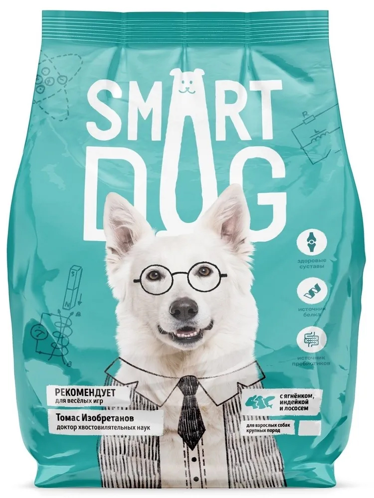 фото Сухой корм для собак smart dog ягнёнок, лосось и индейка, для крупных пород, 18 кг