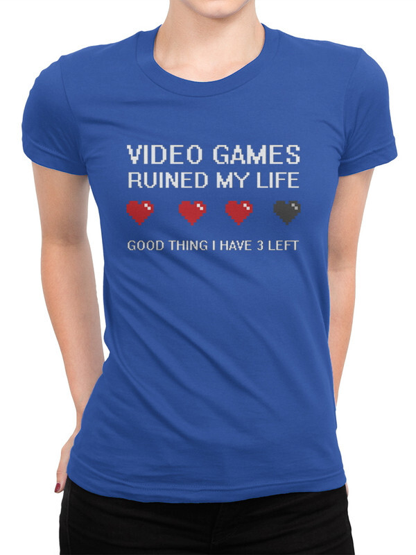 

Футболка женская DreamShirts Studio Видеоигры Разрушили Мою Жизнь 1 синяя L, Синий, Видеоигры Разрушили Мою Жизнь 1