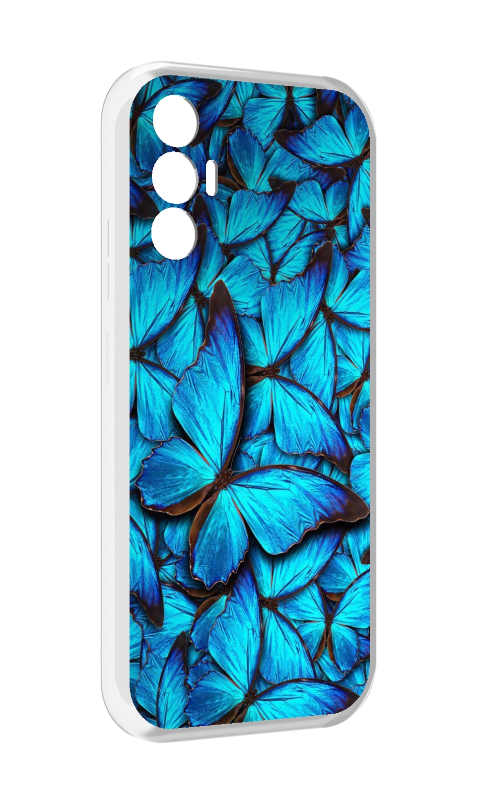 

Чехол MyPads бирюзовые бабочки для Tecno Pova 3, Прозрачный, Tocco