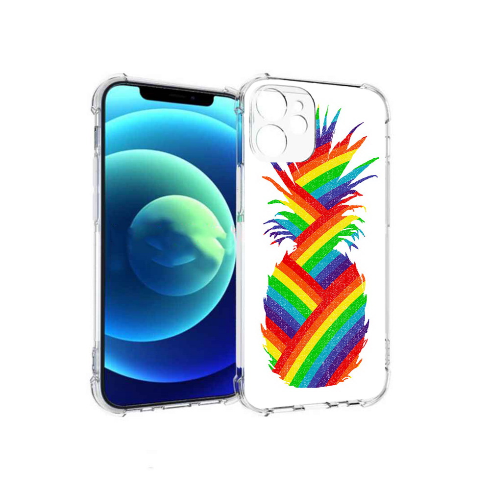 

Чехол MyPads Tocco для Apple iPhone 12 mini радужный ананас (PT157566.610.566), Прозрачный, Tocco