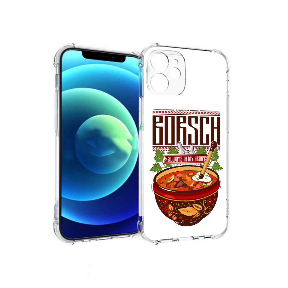 

Чехол MyPads Tocco для Apple iPhone 12 mini русский борщ (PT157566.610.589), Прозрачный, Tocco