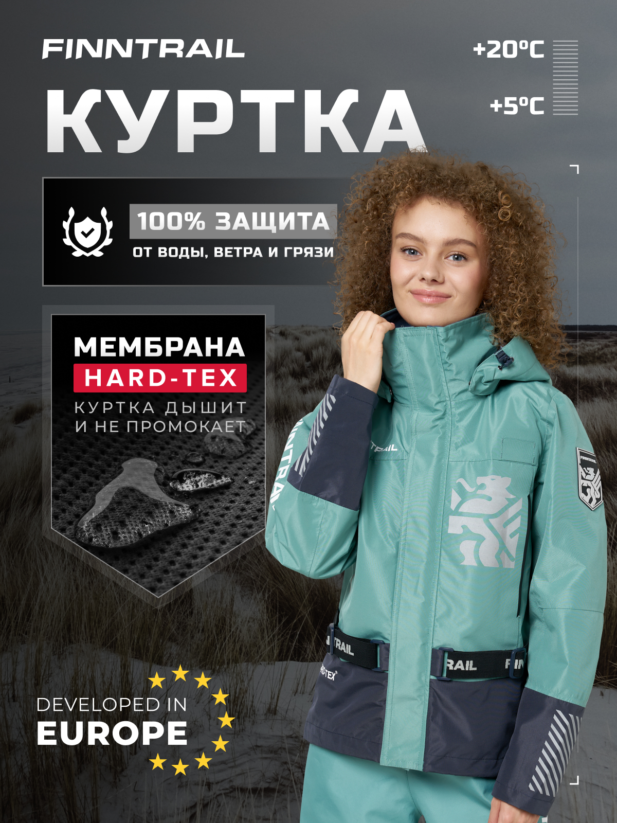 Куртка женская Finntrail 6455 бирюзовая XL